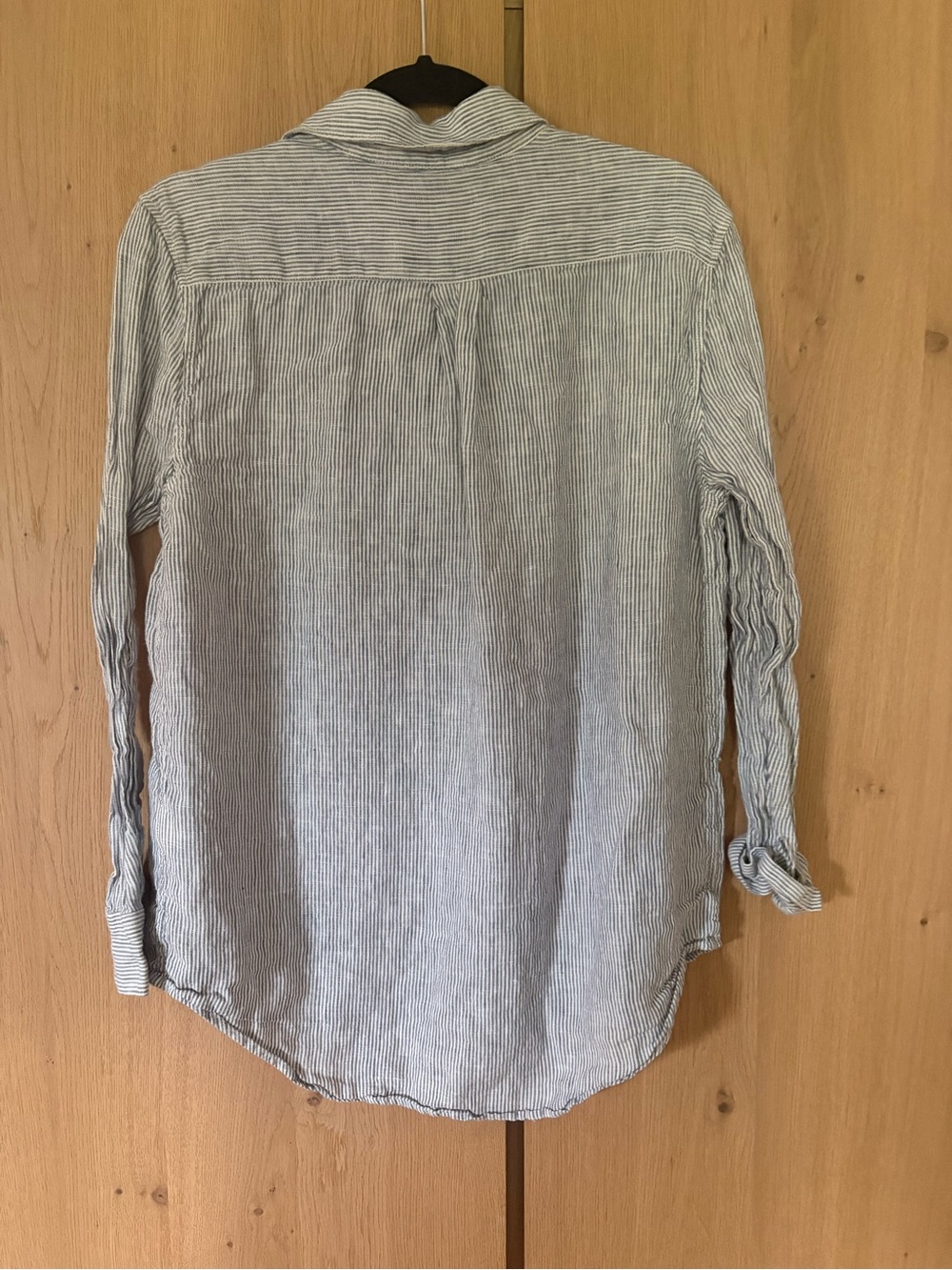 Quince Euro Blue Striped Linen Button-Down Shirt - Picture 4 of 4